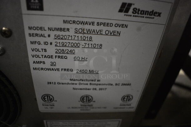 FANTASTIC! Standex Model SOLWAVE OVEN Stainless Steel Commercial Countertop Electric Powered Microwave Speed Cook Oven. 20/240 Volts, 1 Phase. 22x29x20 - Image 6 of 6