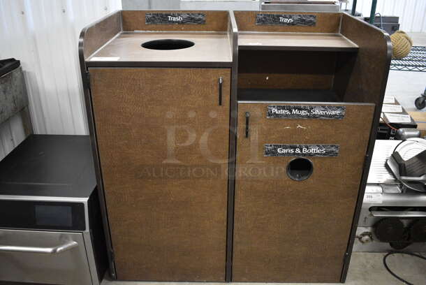 Brown Trash Can / Recycling Shell w/ Trash Deposit Hole and 2 Doors. 22.5x44x46.5