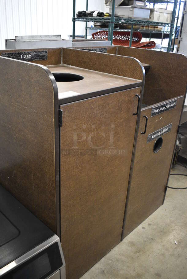 Brown Trash Can / Recycling Shell w/ Trash Deposit Hole and 2 Doors. 22.5x44x46.5 - Image 2 of 7