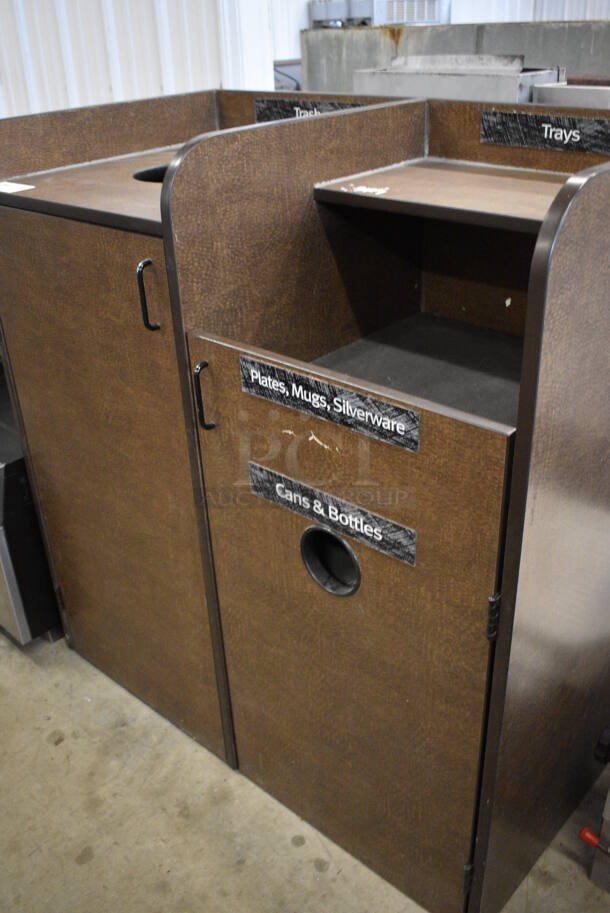 Brown Trash Can / Recycling Shell w/ Trash Deposit Hole and 2 Doors. 22.5x44x46.5 - Image 3 of 7