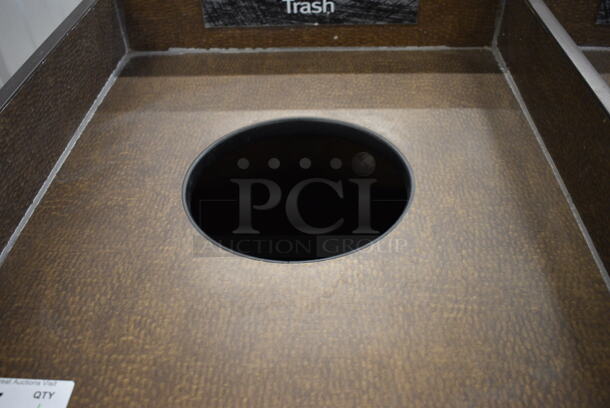 Brown Trash Can / Recycling Shell w/ Trash Deposit Hole and 2 Doors. 22.5x44x46.5 - Image 5 of 7