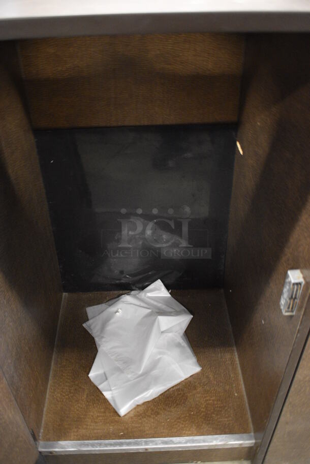 Brown Trash Can / Recycling Shell w/ Trash Deposit Hole and 2 Doors. 22.5x44x46.5 - Image 6 of 7