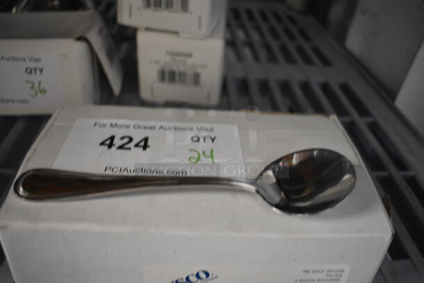 24 BRAND NEW IN BOX! Sysco Metal Spoons. 6.5