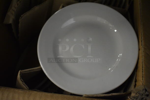 30 BRAND NEW IN BOX! White Ceramic Plates. 7x7x1. 30 Times Your Bid!