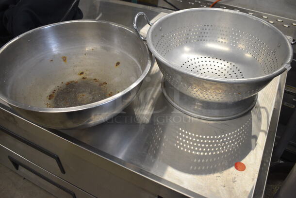 2 Metal Items; Colander and Bowl. 16x16x6.5, 18x15x8. 2 Times Your Bid!