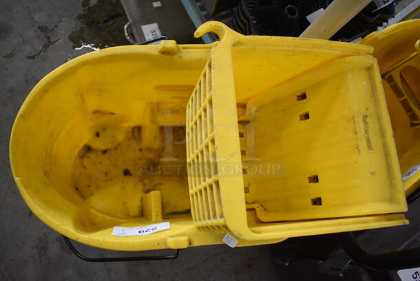 Yellow Poly Mop Bucket w/ Wringing Attachment on Casters. 16x22x36 - Image 4 of 5