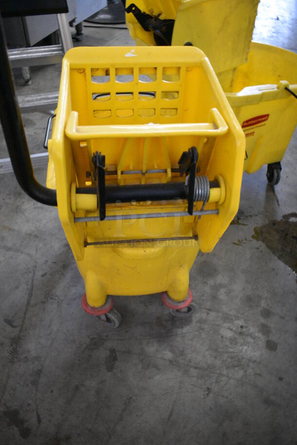 Yellow Poly Mop Bucket w/ Wringing Attachment on Casters. 15x25x34 - Image 5 of 5