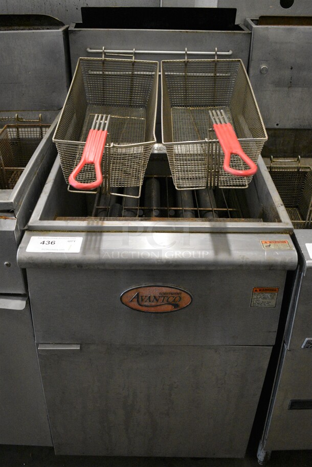 NICE! 2017 Anets Model FF518-P Stainless Steel Commercial 52 Pound Capacity Propane Gas Powered Deep Fat Fryer w/ 2 Metal Fry Baskets. 150,000 BTU. 21x34x46