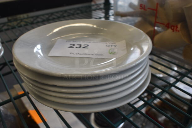 6 White Ceramic Plates. 7x7x1. 6 Times Your Bid!