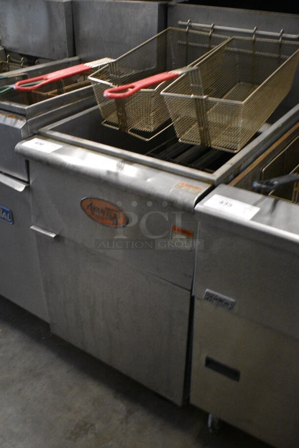 NICE! 2017 Anets Model FF518-P Stainless Steel Commercial 52 Pound Capacity Propane Gas Powered Deep Fat Fryer w/ 2 Metal Fry Baskets. 150,000 BTU. 21x34x46 - Image 3 of 7