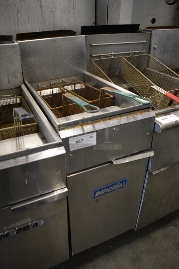 NICE! Imperial Stainless Steel Commercial Gas Powered Deep Fat Fryer w/ 2 Metal Fry Baskets. 15.5x31x47 - Image 2 of 6