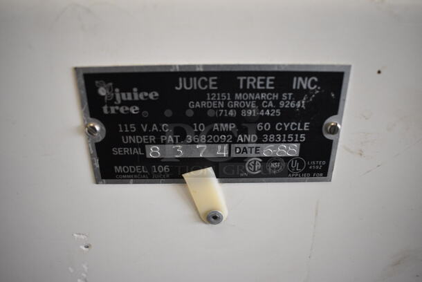 WOW! Juice Tree Model 106 Metal Commercial Floor Style Citrus Juicer on Commercial Casters. 115 Volts, 1 Phase. 18x48x60. Tested and Does Not Power On - Image 8 of 10