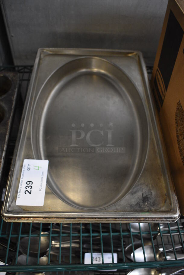4 Stainless Steel Baking Pans w/ Oval Indent. 13x21x2. 4 Times Your Bid!