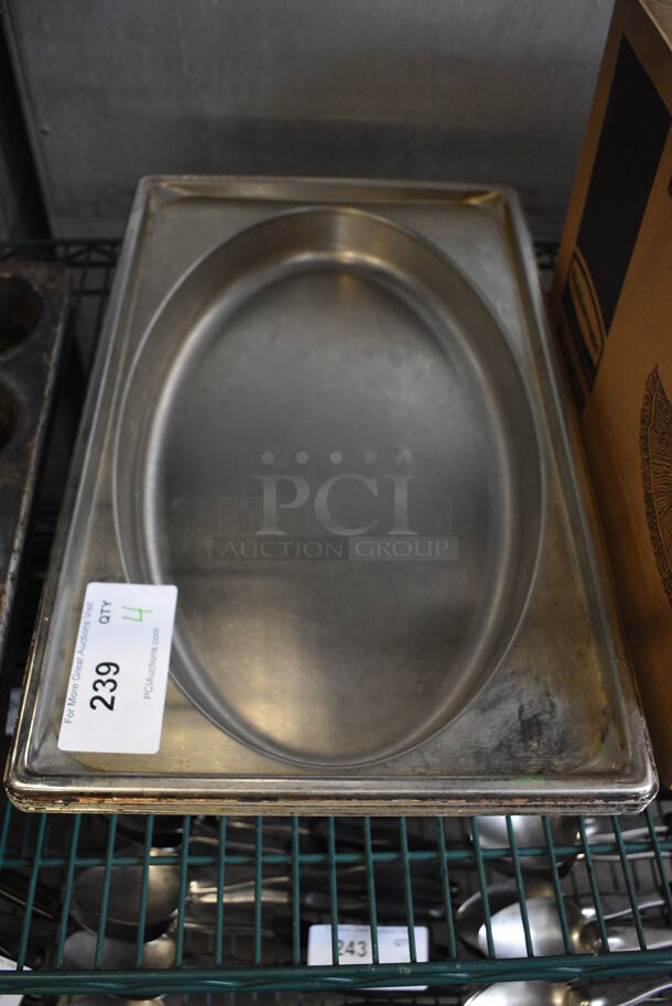 4 Stainless Steel Baking Pans w/ Oval Indent. 13x21x2. 4 Times Your Bid! - Image 1 of 3
