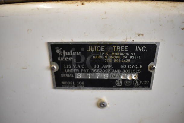 WOW! Juice Tree Model 106 Metal Commercial Floor Style Citrus Juicer on Commercial Casters. 115 Volts, 1 Phase. 18x48x67. Tested and Working! - Image 8 of 10