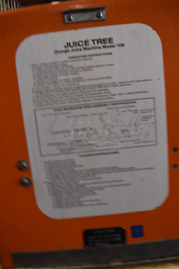 WOW! Juice Tree Model 106 Metal Commercial Floor Style Citrus Juicer on Commercial Casters. 115 Volts, 1 Phase. 18x48x67. Tested and Working! - Image 9 of 10