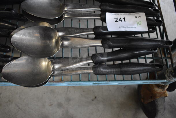 10 Stainless Steel Serving Spoons w/ Black Handle. 14