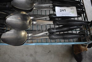 10 Stainless Steel Serving Spoons w/ Black Handle. 14". 10 Times Your Bid!