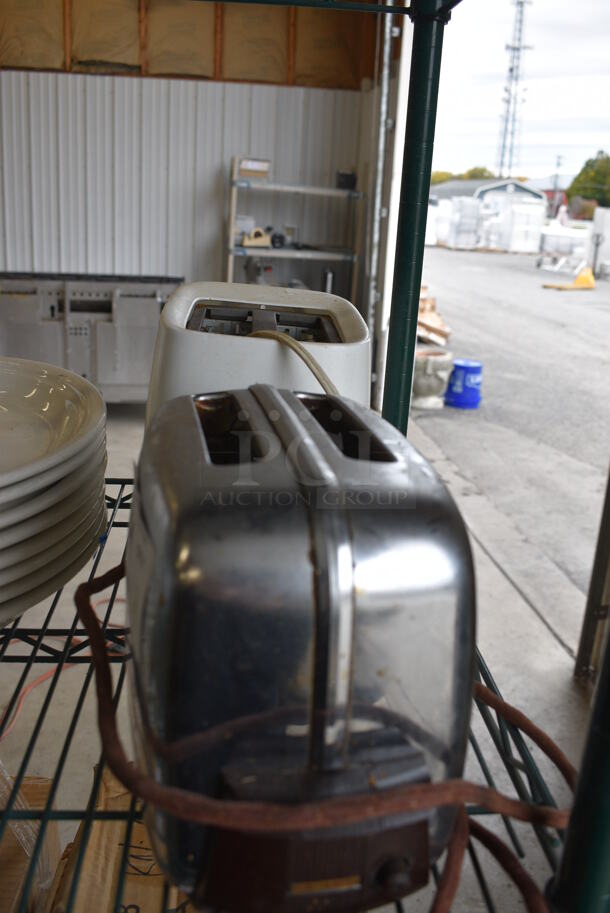 2 Countertop 2 Slot Toasters; White and Chrome Finish. Includes 5x9x7. 2 Times Your Bid!