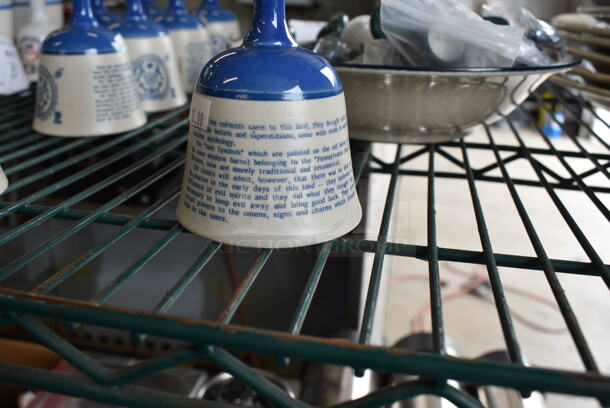 8 White and Blue Ceramic Bells. 3x3x5.5. 8 Times Your Bid! - Image 4 of 5