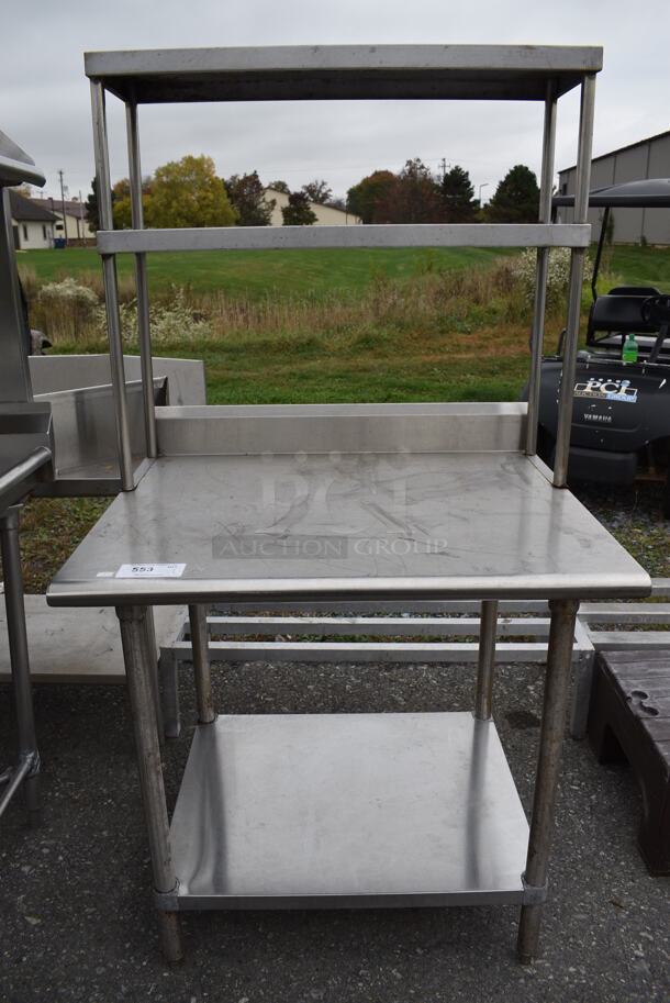 Stainless Steel Table w/ Undershelf and 2 Tier Overshelf. 36x30x68