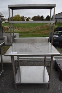 Stainless Steel Table w/ Undershelf and 2 Tier Overshelf. 36x30x68