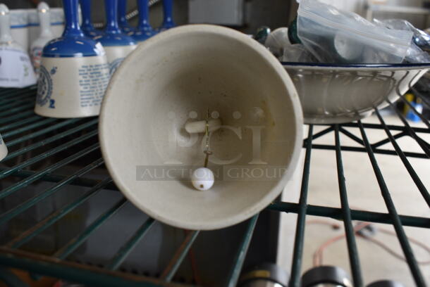 8 White and Blue Ceramic Bells. 3x3x5.5. 8 Times Your Bid! - Image 5 of 5
