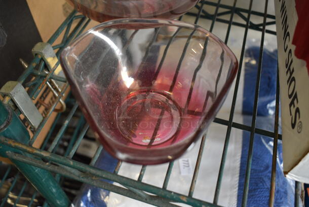 2 Clear and Red Glass Bowls. Includes 9.5x9.5x5. 2 Times Your Bid! - Image 3 of 4