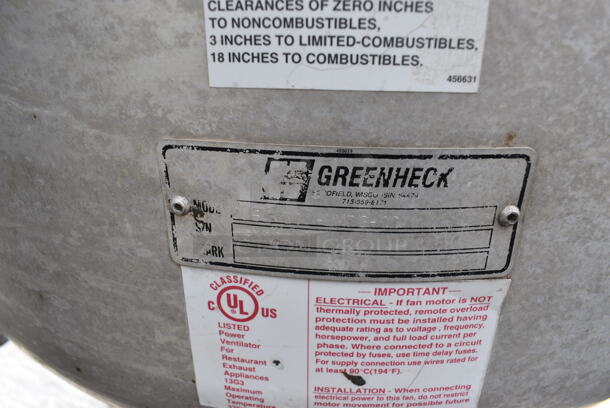 Greenheck Metal Commercial Rooftop Mushroom Exhaust Fan. 24x27x26 - Image 5 of 9