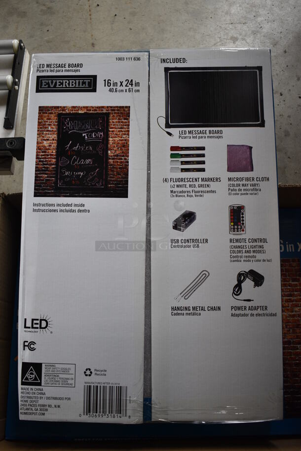 3 BRAND NEW IN BOX! Everbilt LED Light Up Menu / Message Boards. 16x24. 3 Times Your Bid! - Image 2 of 5