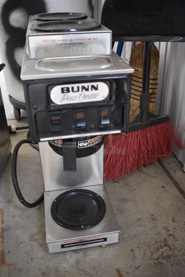 NICE! Bunn Model S Stainless Steel Commercial Countertop 3 Burner Coffee Machine w/ Poly Brew Basket. 120 Volts, 1 Phase. 8x18x21.5 - Image 1 of 7
