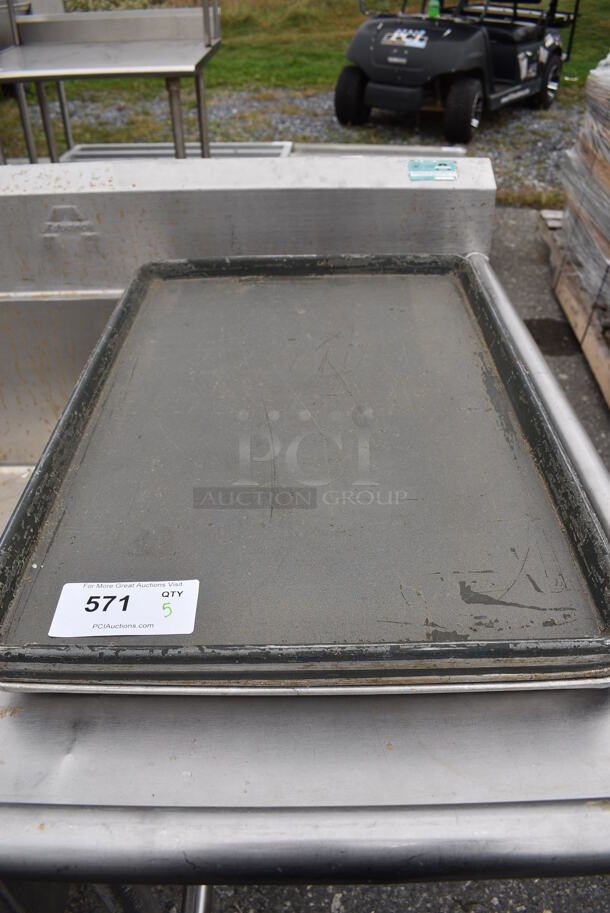 5 Metal Full Size Baking Pans. 18x26x1. 5 Times Your Bid!