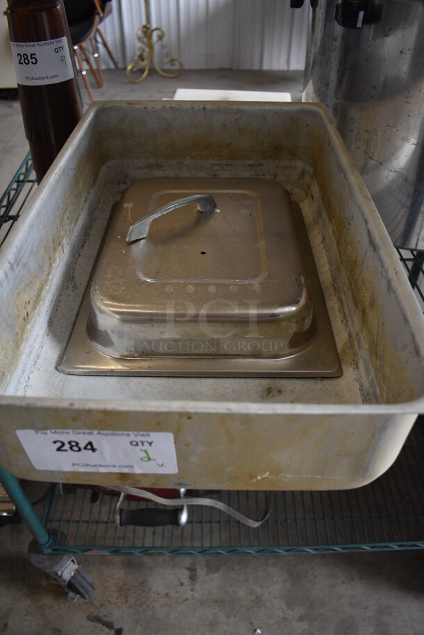 ALL ONE MONEY! Lot of 2 Metal Items; Lid and Bin! 13x21x5, 10.5x13x2.5 - Image 1 of 4