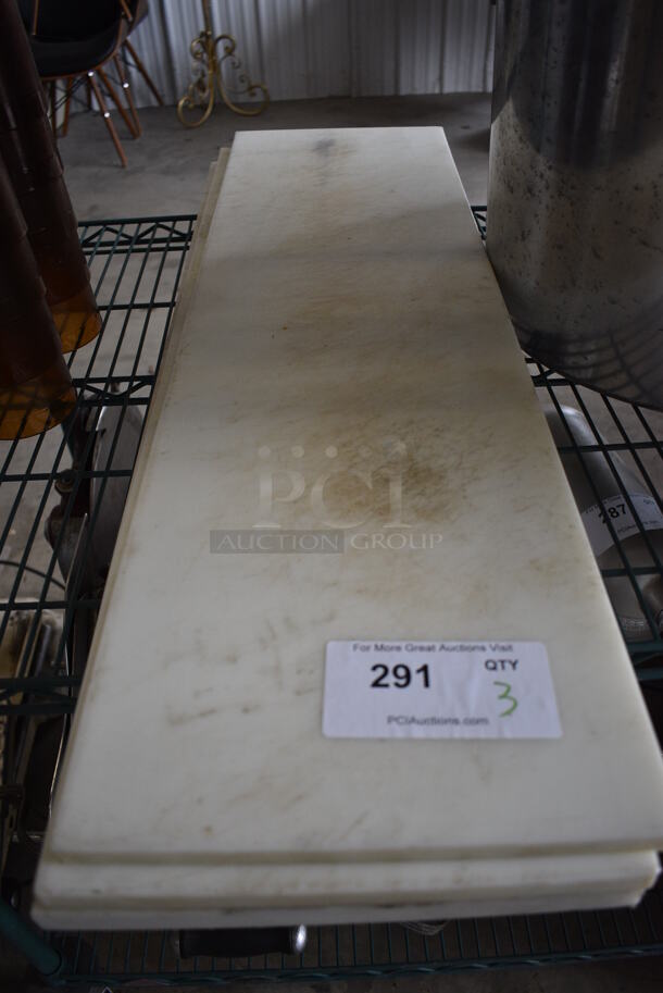 3 White Cutting Boards. 33.5x10x0.5. 3 Times Your Bid!