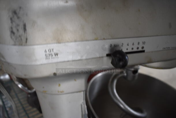 KitchenAid Model KP26M1XNP Metal Countertop 6 Quart Planetary Mixer w/ Mixing Bowl and Dough Hook. 10x14x16. Tested and Working! - Image 7 of 8