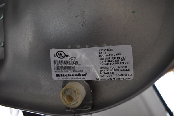 KitchenAid Model KP26M1XNP Metal Countertop 6 Quart Planetary Mixer w/ Mixing Bowl and Dough Hook. 10x14x16. Tested and Working! - Image 8 of 8