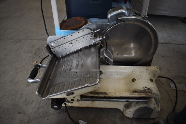 US Slicing Machine Metal Commercial Countertop Meat Slicer. 110 Volts, 1 Phase. 26x18x18. Tested and Working!