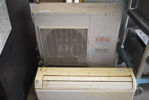 ALL ONE MONEY! Lot of Fujitsu Model AOU36CLX1 Split Type Air Conditioner w/ Fujitsu Model ASU36CLX1 Air Curtain. 208/230 Volts, 1 Phase. 39x9x13, 38x15x33