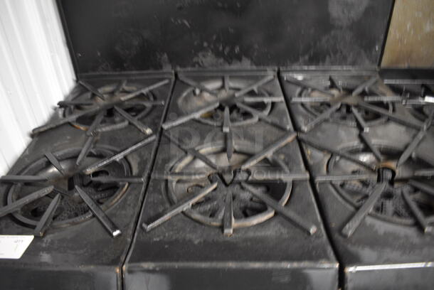 NICE! Garland Stainless Steel Commercial Gas Powered 6 Burner Range w/ Lower Oven and Stainless Steel Overshelf. 36x31x59 - Image 3 of 5
