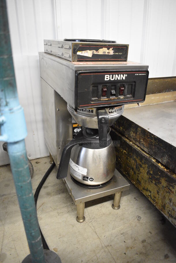 NICE! Bunn Stainless Steel Commercial 2 Burner Coffee Machine w/ Metal Brew Basket and Metal Coffee Pot. 120/240 Volts, 1 Phase. 8x18x23 - Image 2 of 7
