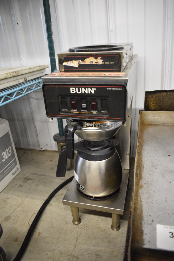 NICE! Bunn Stainless Steel Commercial 2 Burner Coffee Machine w/ Metal Brew Basket and Metal Coffee Pot. 120/240 Volts, 1 Phase. 8x18x23 - Image 3 of 7