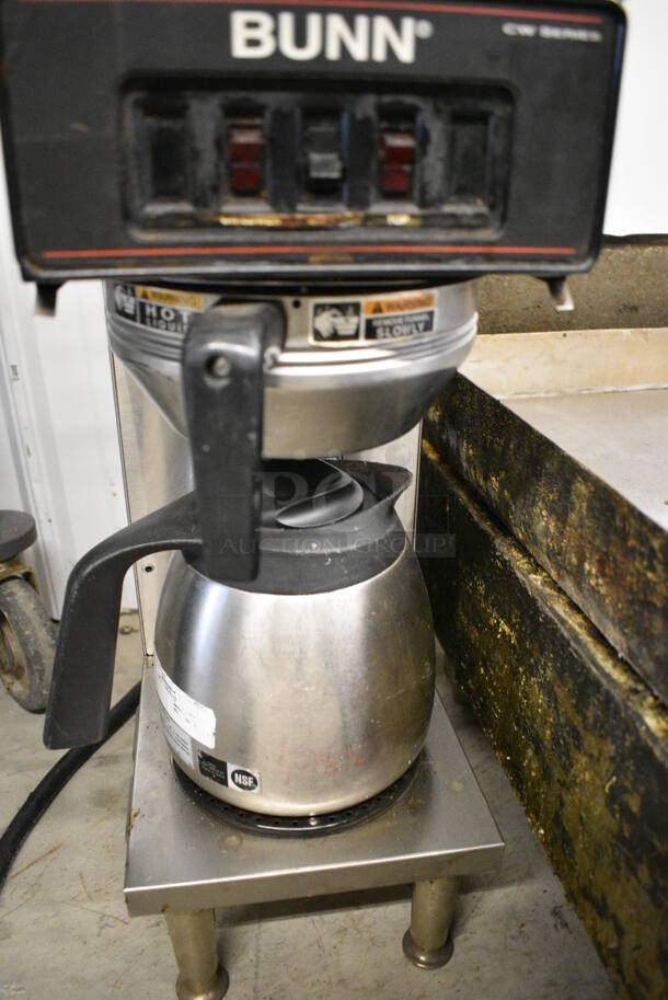 NICE! Bunn Stainless Steel Commercial 2 Burner Coffee Machine w/ Metal Brew Basket and Metal Coffee Pot. 120/240 Volts, 1 Phase. 8x18x23 - Image 5 of 7