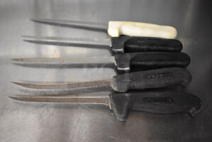 5 SHARPENED Metal Boning Knives. Includes 12". 5 Times Your Bid!