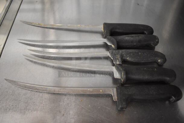 5 SHARPENED Metal Boning Knives. Includes 16