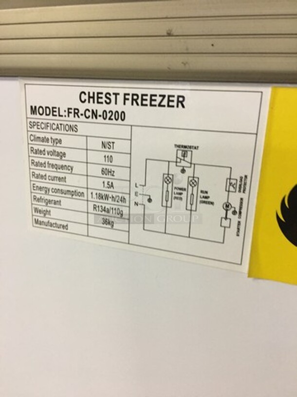 SWEET! LATE MODEL Omcan Commercial Chest Freezer Merchandiser! With 2 Sliding Top Doors! Model FRCN0200! 110V! Working When Removed!  - Image 6 of 8