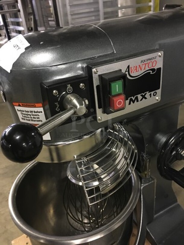 AMAZING! LATE MODEL 2019! Avantco Commercial Countertop 10 Quart Planetary Mixer! With Stainless Steel Bow & Bowl Guard! With Whip Attachment! Model MX10 Serial 27047410MX10! 120V! Working When Removed! - Image 5 of 8