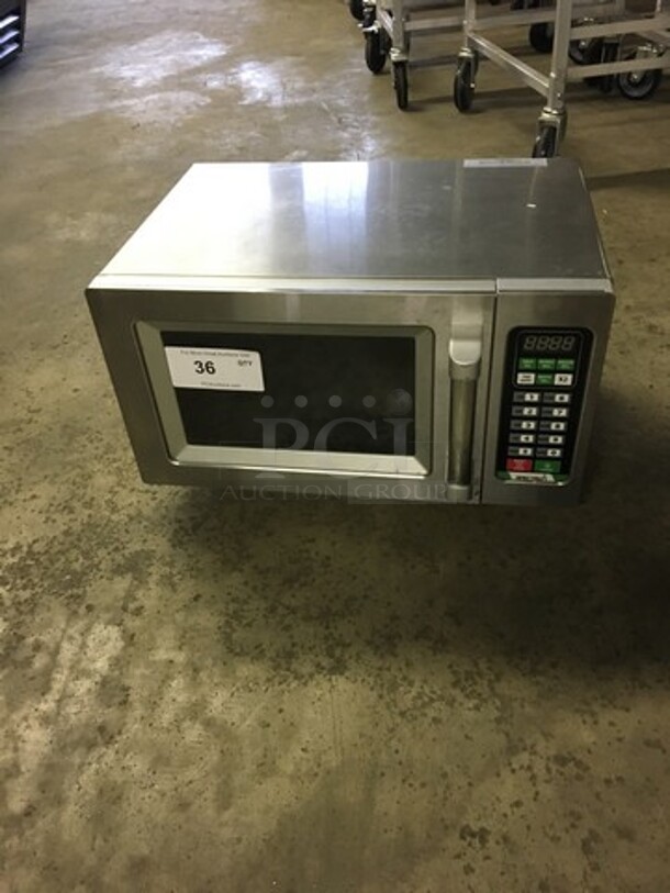 GREAT! Spectrum Countertop Microwave Oven! All Stainless Steel Body! With View Through Door! Model EMW1000ST Serial EMW1T020001780! 120V! Working When Removed!
