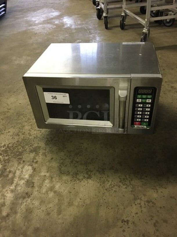 GREAT! Spectrum Countertop Microwave Oven! All Stainless Steel Body! With View Through Door! Model EMW1000ST Serial EMW1T020001780! 120V! Working When Removed! - Image 1 of 8