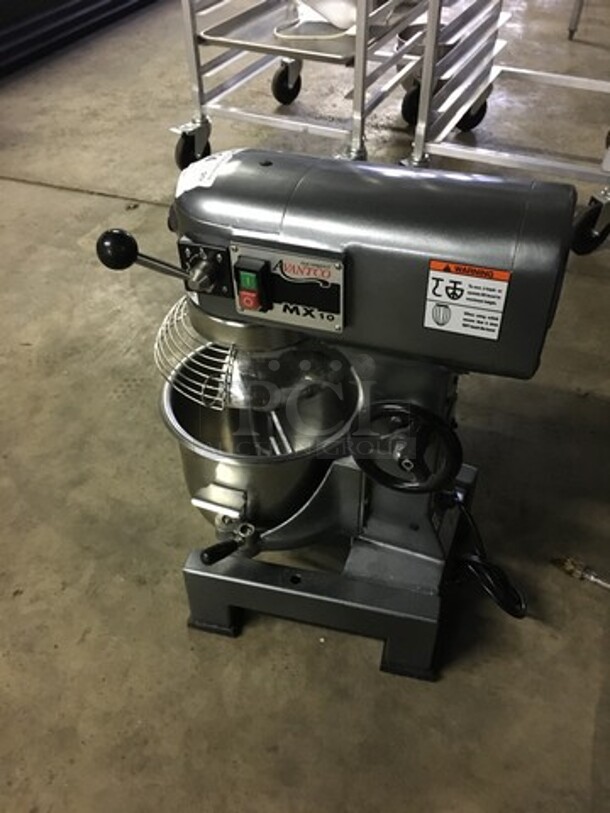 FAB! LATE MODEL 2019! Avantco Commercial Countertop 10 Quart Planetary Mixer! With Stainless Steel Bow & Bowl Guard! With Whip Attachment! Model MX10 Serial 28042919MX10! 120V! Working When Removed! - Image 4 of 9