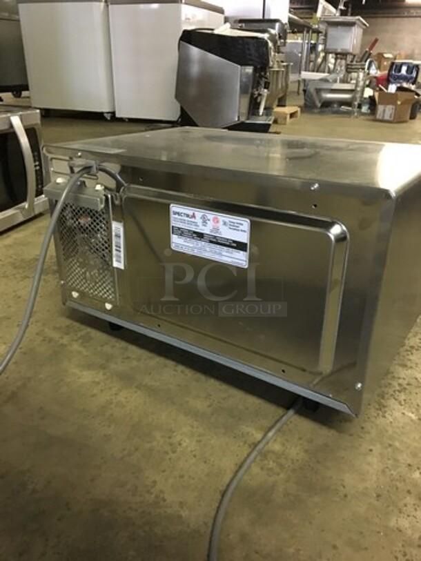GREAT! Spectrum Countertop Microwave Oven! All Stainless Steel Body! With View Through Door! Model EMW1000ST Serial EMW1T020001780! 120V! Working When Removed! - Image 3 of 8